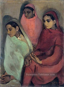  filles Tableaux - Trois filles par Amrita Sher Gil 1935 Inde